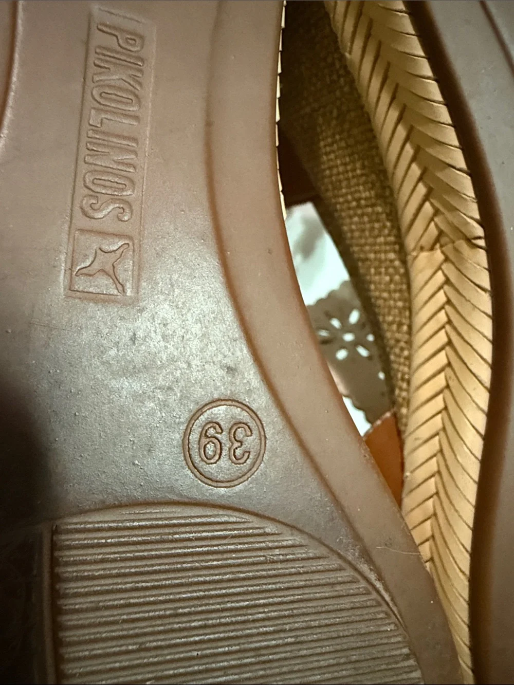 Pikolinos Mojacar Brandy Leather Espadrille Wedge Sandals Sz 39